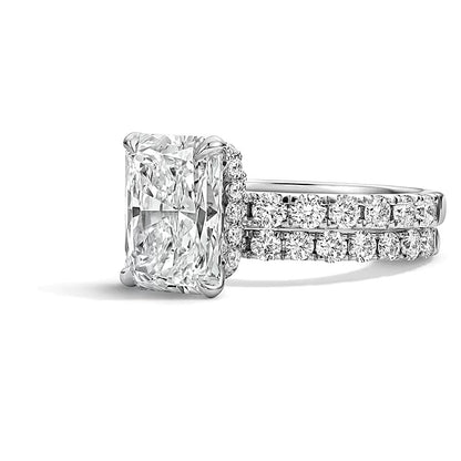 4.33 CT. TW Lab-Grown Diamond Radiant-Cut Bridal Set in 14K White Gold (F/VS2)