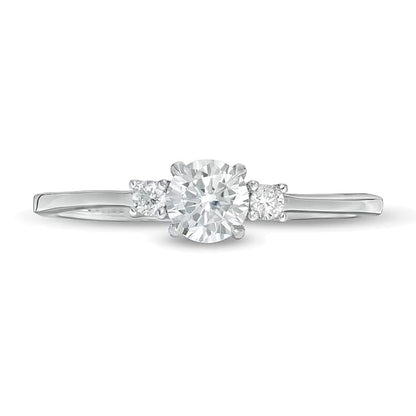0.5 CT. TW Diamond Three Stone Engagement Ring in 14K White Gold