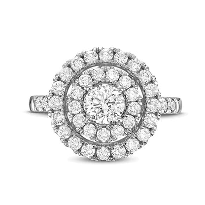 1.5 CT. TW Diamond Double Frame Engagement Ring in 14K White Gold (I/I1)