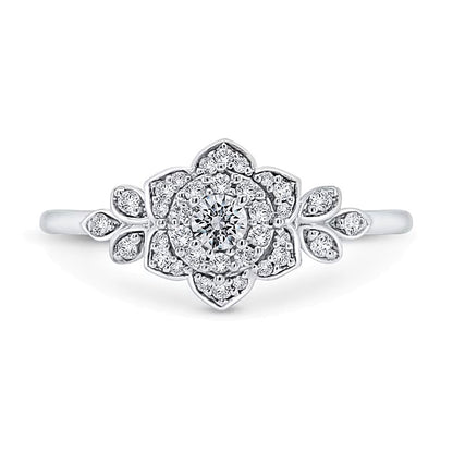 0.25 CT. TW Diamond Lotus Flower Ring in 10K White Gold