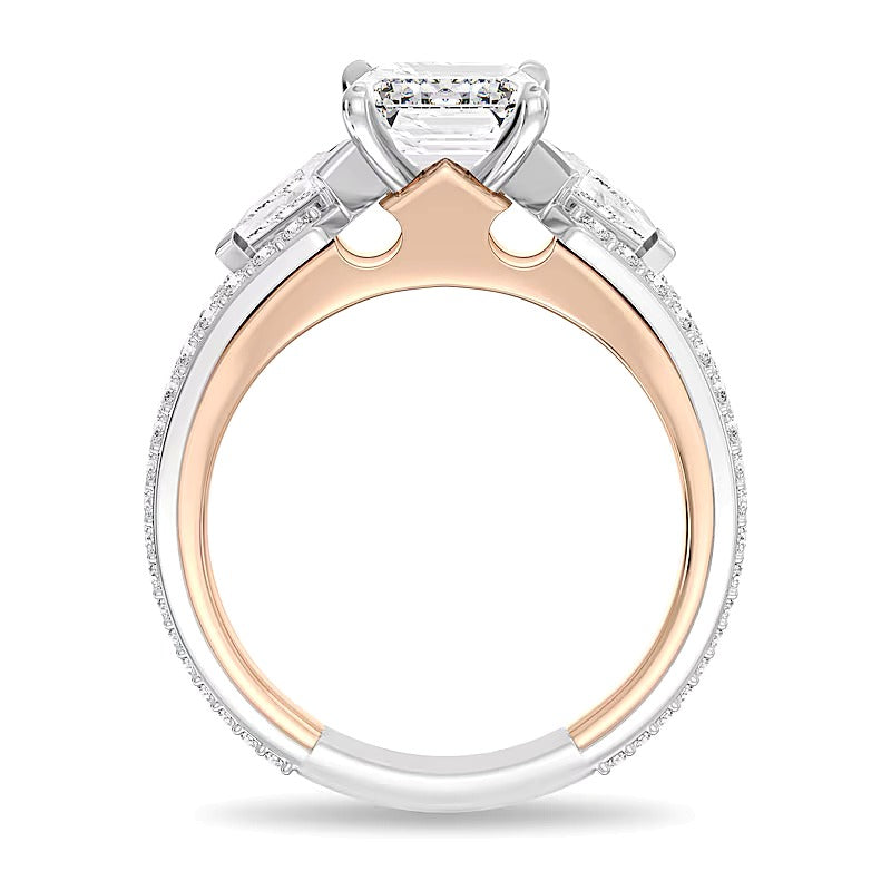 Enchanted Star Aurora 4.0 CT. TW Emerald Lab-Grown Diamond Collar Engagement Ring in 14K Two-Tone Gold