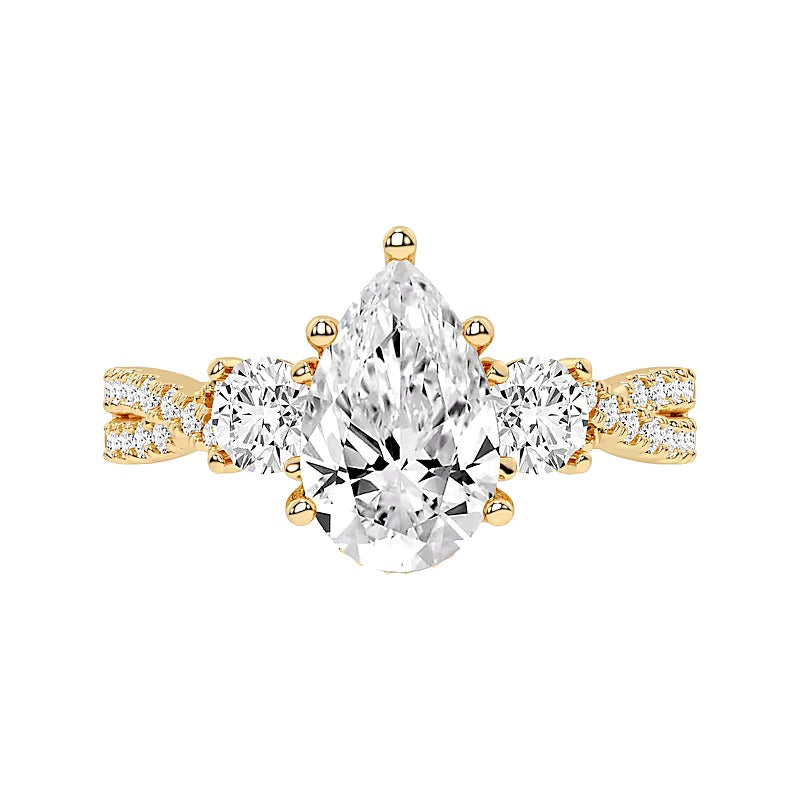 2.75 CT. TW Pear-Shaped Lab-Grown Diamond Three Stone Engagement Ring in 14K Gold (F/SI2)