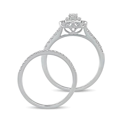 0.63 CT. TW Emerald-Cut Double Diamond Frame Bridal Set in 10K White Gold