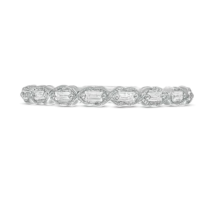 0.13 CT. TW Baguette Diamond Art Deco Vintage-Style Stackable Band in 10K White Gold