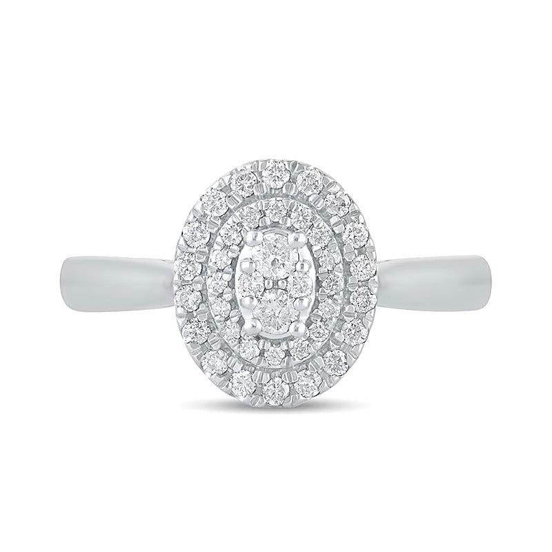 0.33 CT. TW Composite Oval Diamond Double Frame Engagement Ring in 10K White Gold
