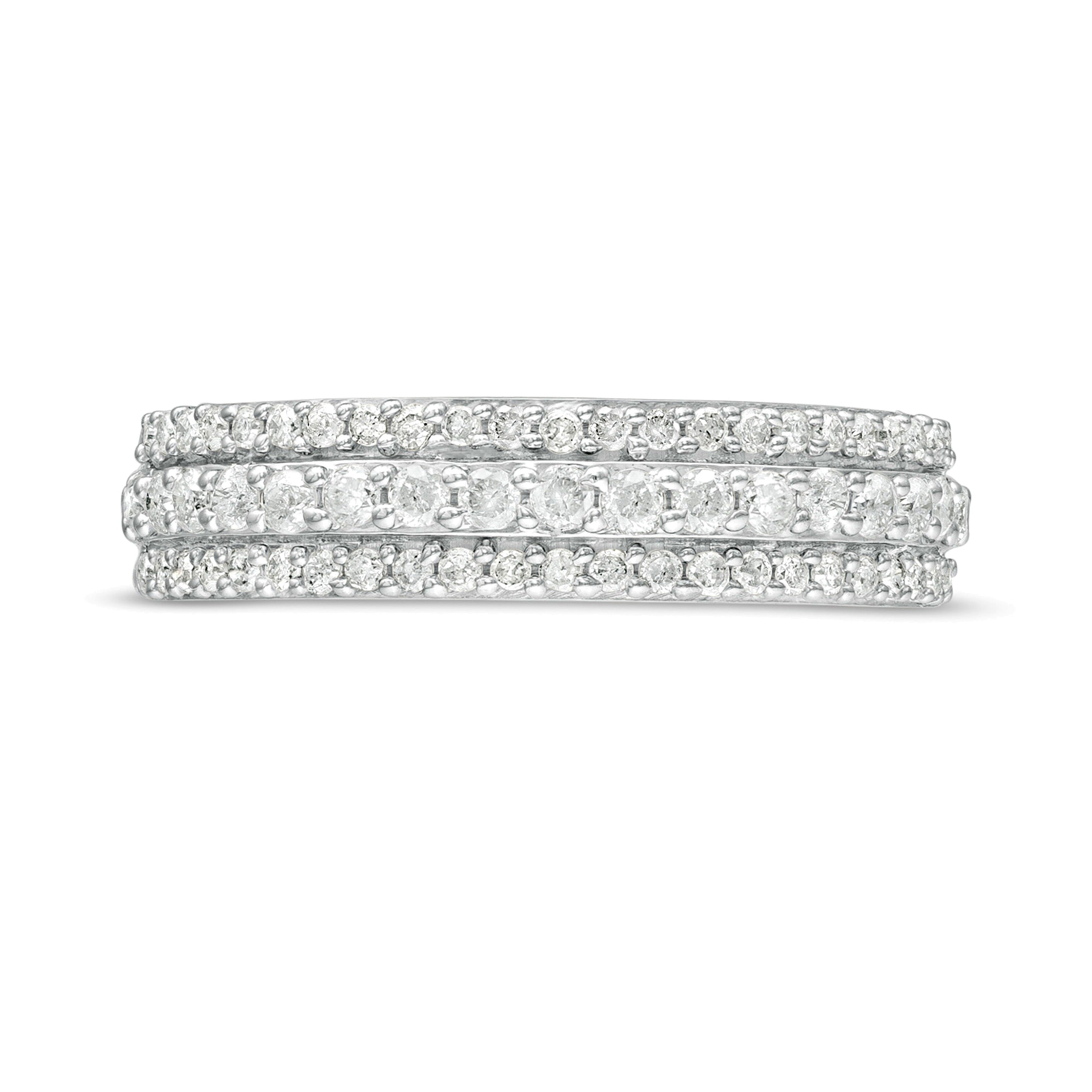 0.5 CT. TW Diamond Triple-Row Band in 10K White Gold