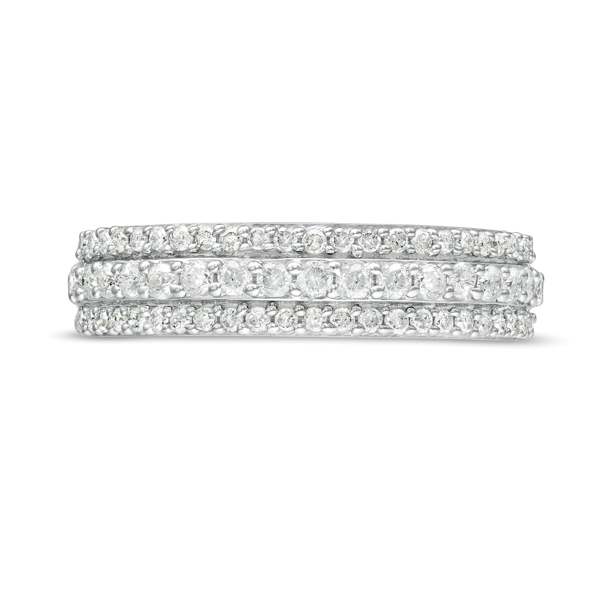0.5 CT. TW Diamond Triple-Row Band in 10K White Gold