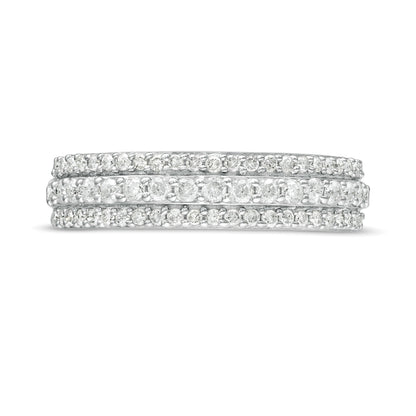 0.5 CT. TW Diamond Triple-Row Band in 10K White Gold