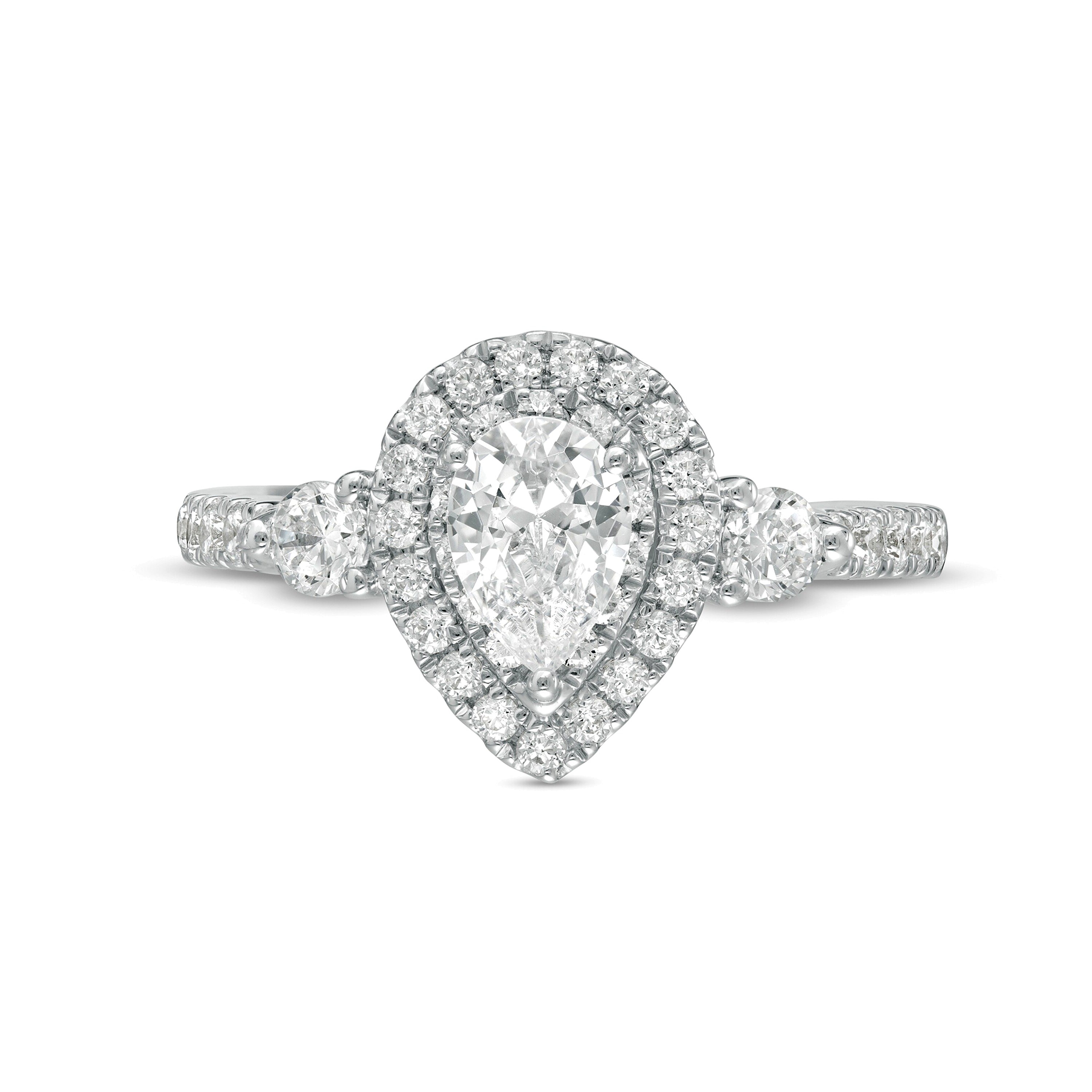 1.17 CT. TW Pear-Shaped Diamond Frame Past Present FutureÂ® Engagement Ring in 14K White Gold (I/I2)