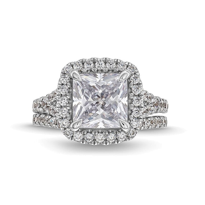 5.25 CT. TW Princess-Cut Lab-Grown Diamond Framed Split Shank Bridal Set in 14K White Gold (I/SI2)