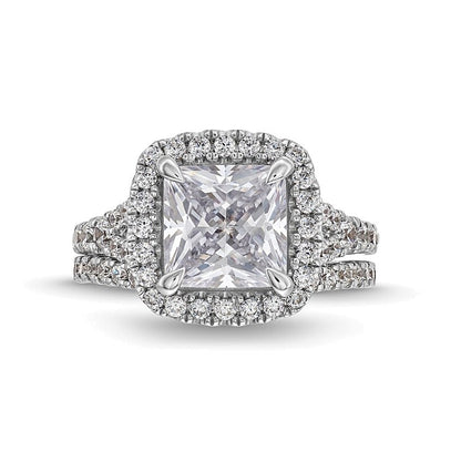 5.25 CT. TW Princess-Cut Lab-Grown Diamond Framed Split Shank Bridal Set in 14K White Gold (I/SI2)