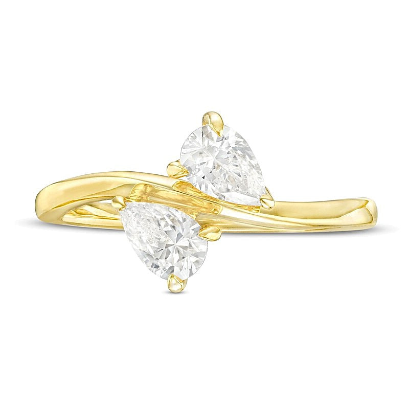 1.0 CT. TW Pear-Shaped Diamond Sideways Toi et Moi Engagement Ring in 14K Gold