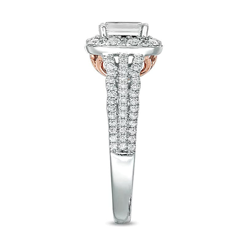 1.0 CT. TW Emerald-Cut Diamond Engagement Ring in 14K Two-Tone Gold