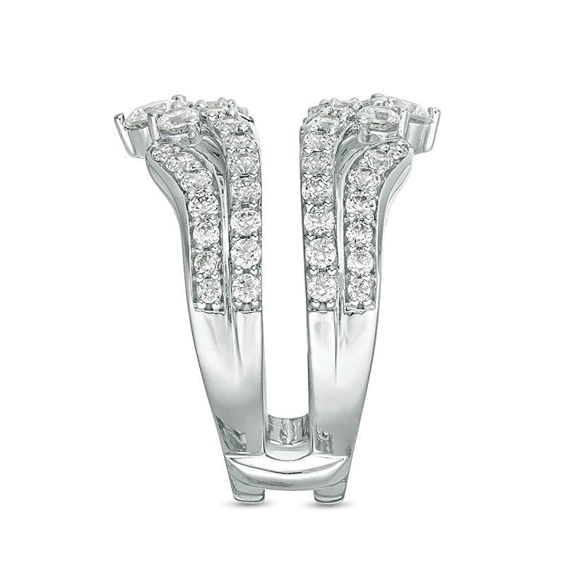 1.5 CT. TW Diamond Multi-Row Tiara-Style Solitaire Enhancer in 14K White Gold