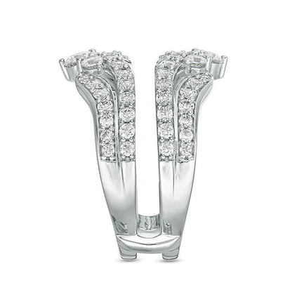 1.5 CT. TW Diamond Multi-Row Tiara-Style Solitaire Enhancer in 14K White Gold