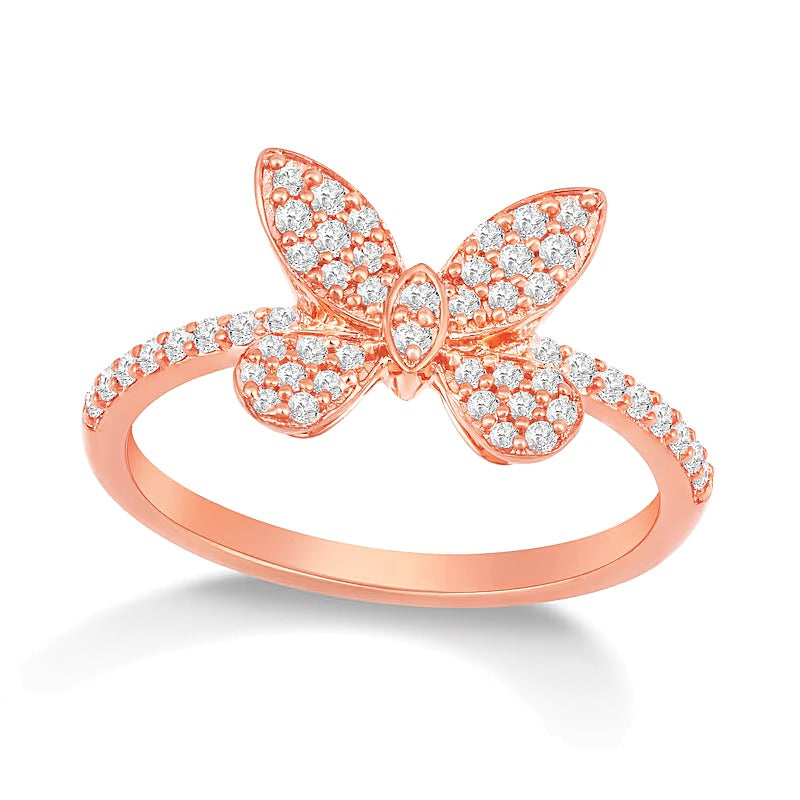 0.33 CT. TW Diamond Butterfly Ring in 10K Rose Gold