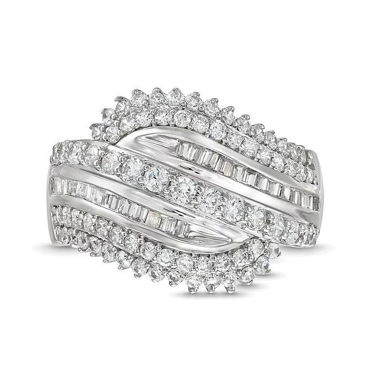 1.0 CT. TW Diamond Shadow Rolling Wave Ring in 10K White Gold