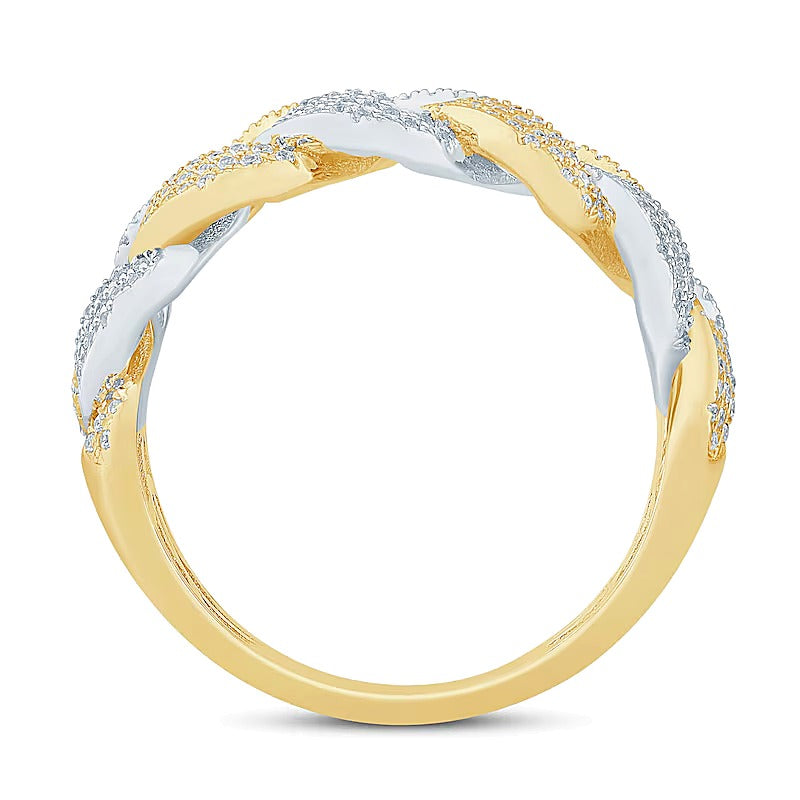 0.75 CT. TW Diamond Curb Link Ring in 10K Two Tone Gold