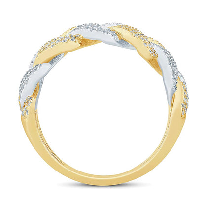 0.75 CT. TW Diamond Curb Link Ring in 10K Two Tone Gold