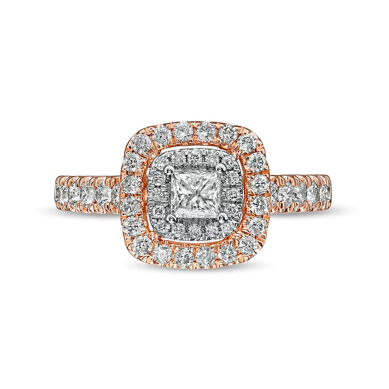 1.0 CT. TW Princess-Cut Diamond Double Frame Engagement Ring in 14K Rose Gold (I/I2)