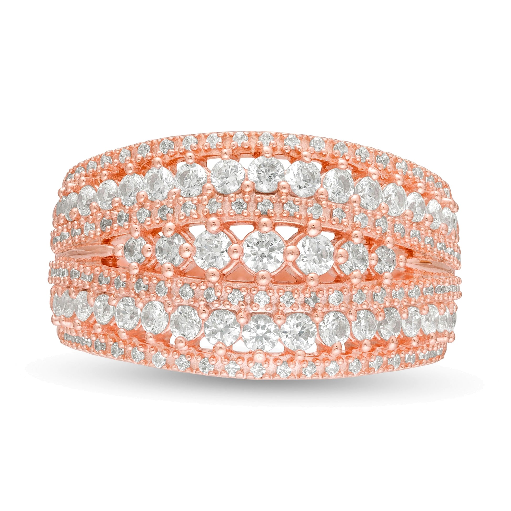 1.25 CT. TW Diamond Multi-Row Ring in 10K Rose Gold