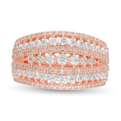 1.25 CT. TW Diamond Multi-Row Ring in 10K Rose Gold