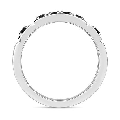 1.0 CT. TW Black Diamond Collar Double Row Band in Sterling Silver