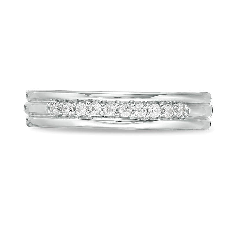 0.2 CT. TW Diamond Groove Wedding Band in 14K White Gold