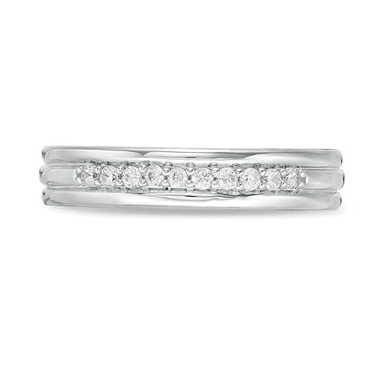 0.2 CT. TW Diamond Groove Wedding Band in 14K White Gold