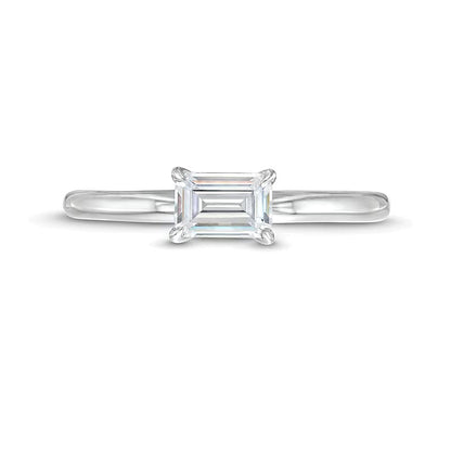 0.5 CT. Emerald-Cut Diamond Sideways Solitaire Ring in 14K White Gold (I/I2)