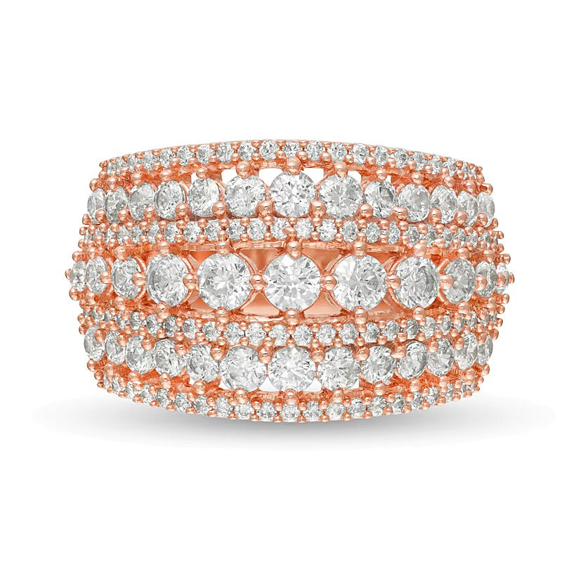 2.0 CT. TW Diamond Multi-Row Domed Ring in 10K Rose Gold