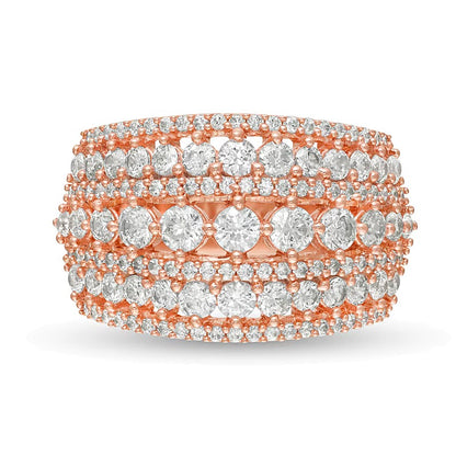 2.0 CT. TW Diamond Multi-Row Domed Ring in 10K Rose Gold