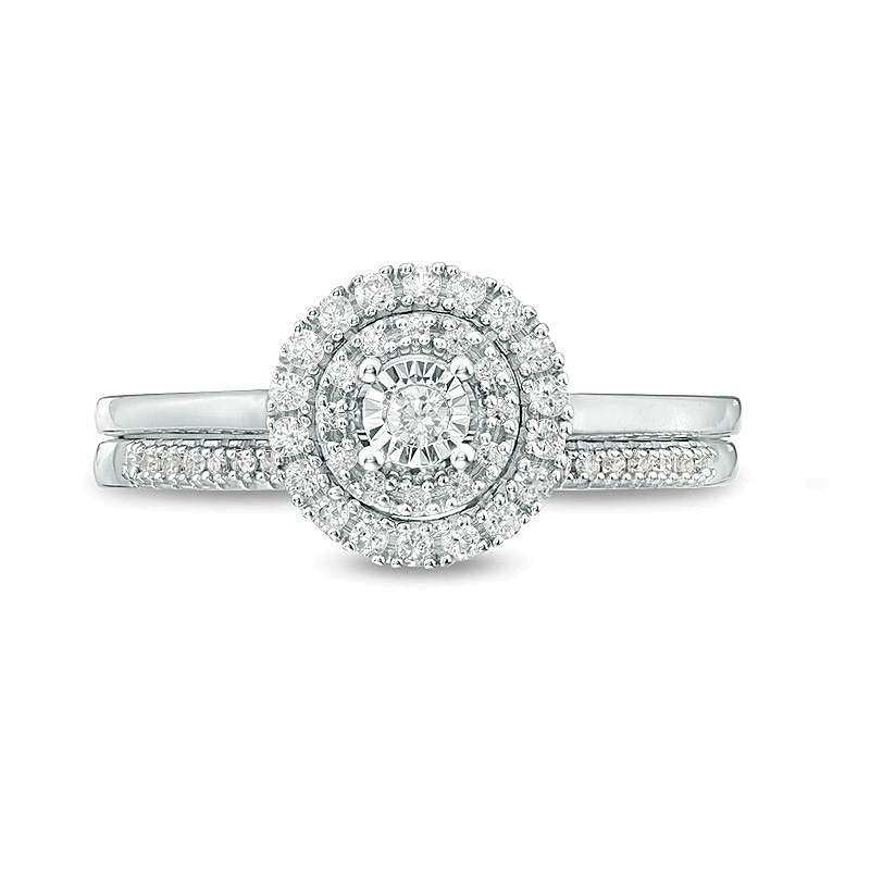 0.25 CT. TW Diamond Double Frame Bridal Set in 10K White Gold