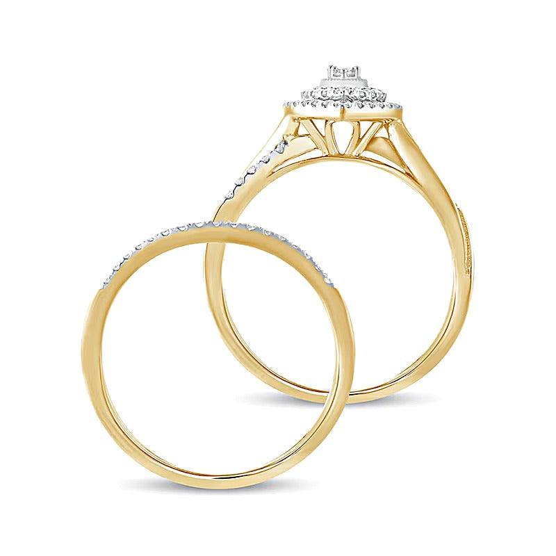 0.38 CT. TW Composite Diamond Teardrop Frame Bridal Set in 10K Gold