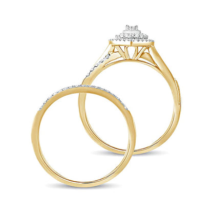 0.38 CT. TW Composite Diamond Teardrop Frame Bridal Set in 10K Gold