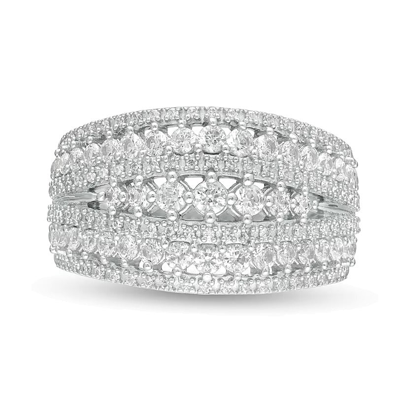 1.25 CT. TW Diamond Multi-Row Ring in 10K White Gold