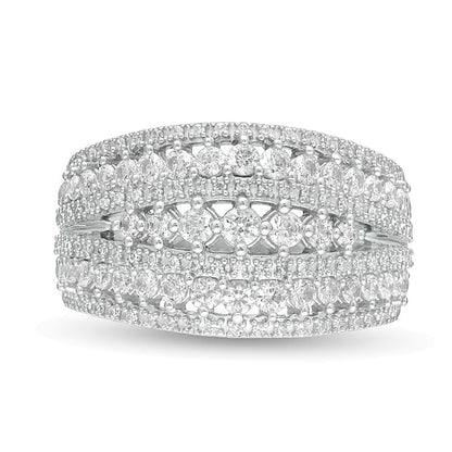 1.25 CT. TW Diamond Multi-Row Ring in 10K White Gold