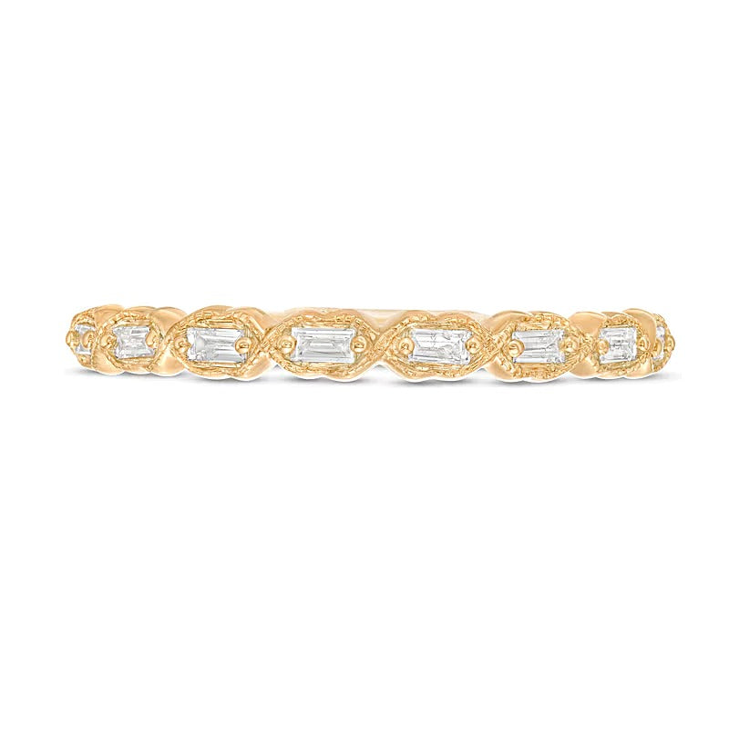 0.13 CT. TW Baguette Diamond Art Deco Vintage-Style Stackable Band in 10K Gold
