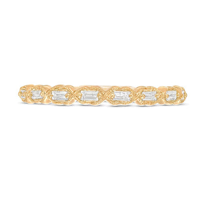 0.13 CT. TW Baguette Diamond Art Deco Vintage-Style Stackable Band in 10K Gold
