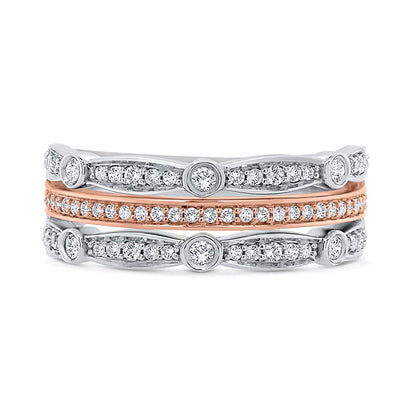 0.38 CT. TW Diamond Multi-Row Stacked Ring in 10K Two-Tone Gold