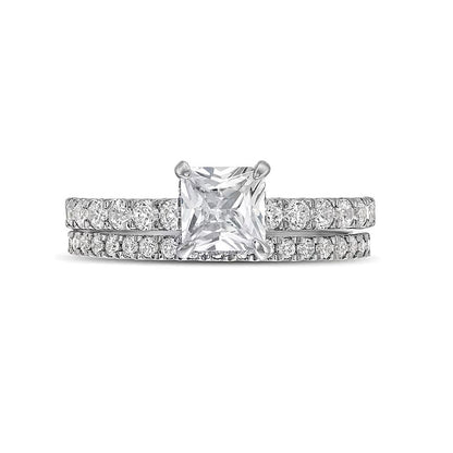 1.75 CT. TW Princess Lab-Grown Diamond Bridal Set in 14K White Gold (F/SI2)