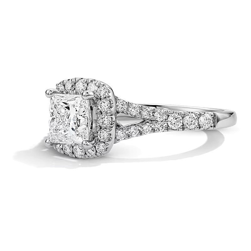 1.5 CT. TW Princess-Cut Lab-Grown Diamond Frame Engagement Ring in 14K White Gold (F/VS2)