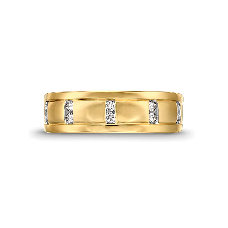 0.1 CT. TW Diamond Vertical Channel Band in 10K Gold