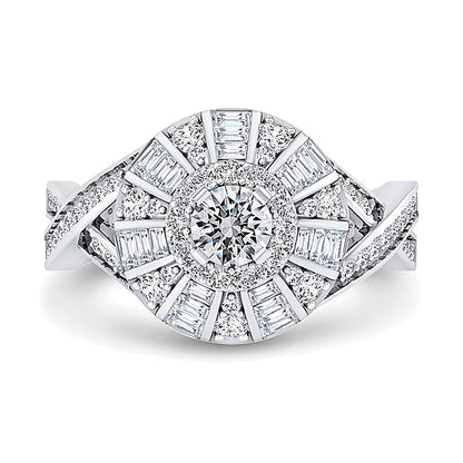 1.0 CT. TW Diamond Windmill Frame Criss-Cross Shank Ring in 10K White Gold