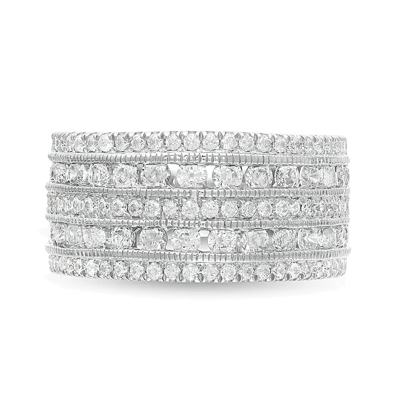 2.0 CT. TW Diamond Multi-Row Vintage-Style Engagement Ring in 10K White Gold