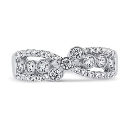 0.5 CT. TW Diamond Bezel Crossover Ring in 10K White Gold