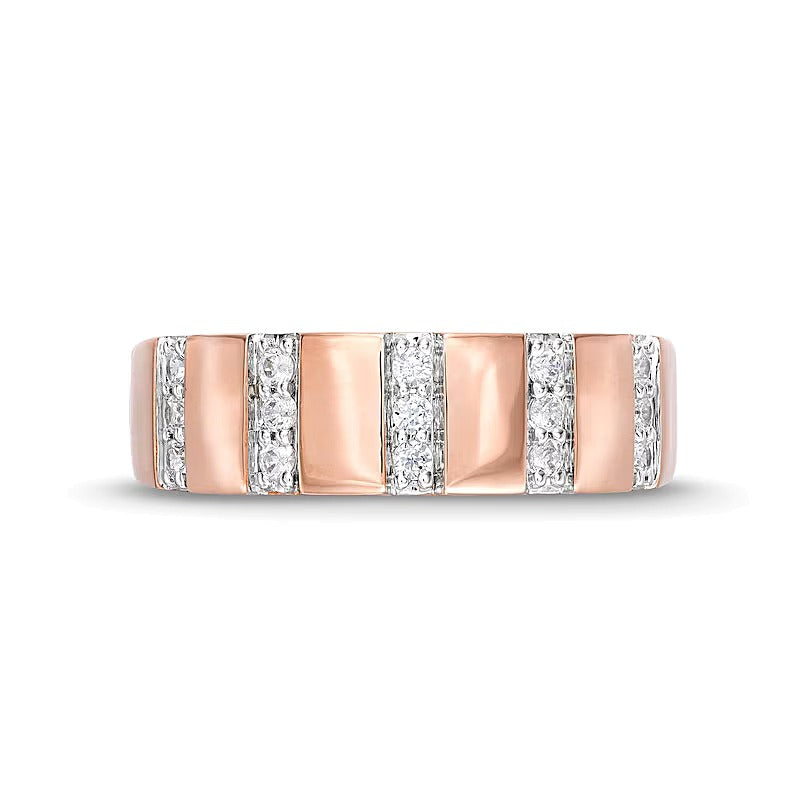 0.25 CT. TW Diamond Trio Linear Row Band in 10K Rose Gold