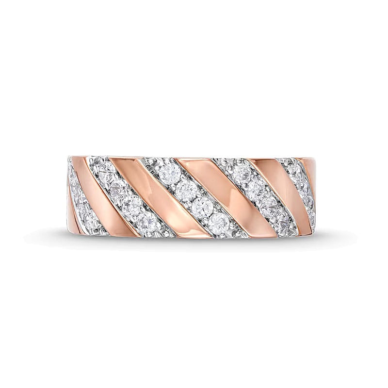 0.5 CT. TW Diamond Slant Row Band in 10K Rose Gold