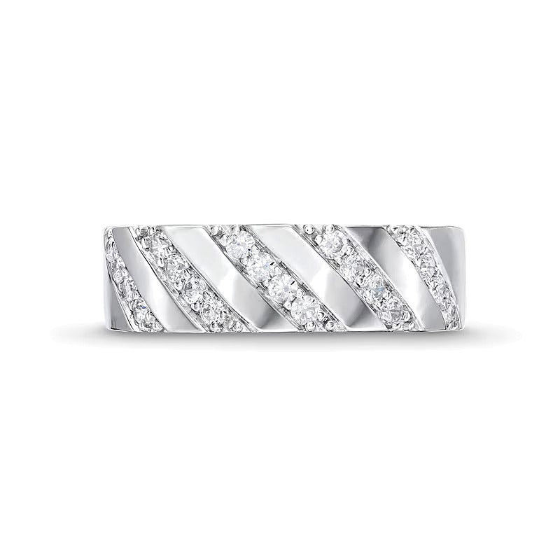 0.33 CT. TW Diamond Slant Row Band in 10K White Gold