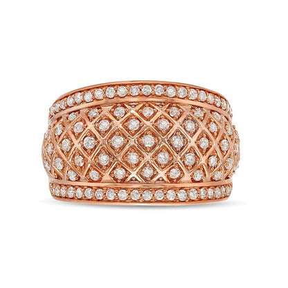 0.75 CT. TW Diamond Edge Wide Lattice Band in 10K Rose Gold